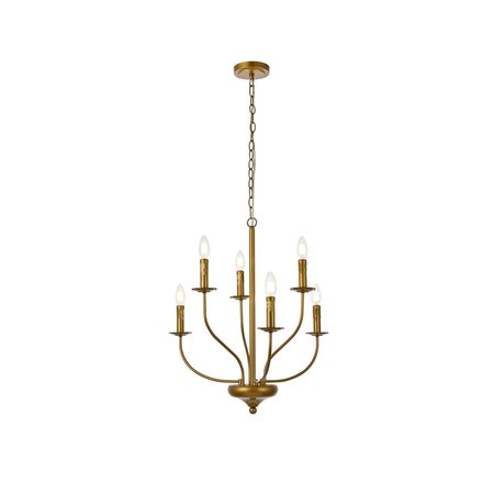 LIVING DISTRICT Westley 6 Lights Pendant In Brass LD7046D24BR